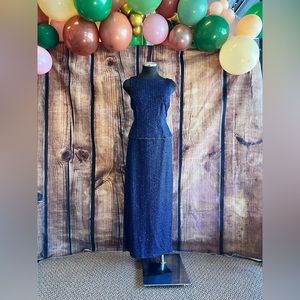 Navy Blue Sparkly Formal homecoming prom Dress size 8 Teddi Evening